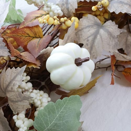 MIZII Fall Decor Artificial Maples Leaf Pumpkin Garland 6FT Autumn Maple Vines Garland Thanksgiving Halloween Harvest Decorations for Home Porch Mantle Fireplace Farmhouse Outdoor Indoor (6FT,Fall) - Image 3