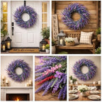 22-Inch Lavender Wreath for Front Door with Built-in Hook - Image 3