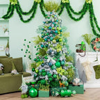 XmasExp Christmas Tree Collar, 33.5 inch Sequin Tree Skirt Stand Base Cover for Home Decor, Large Size 6 Piece, Green - Image 5