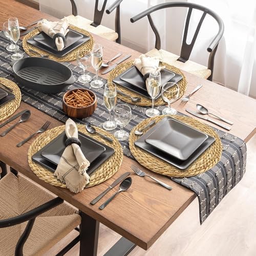 Kochorie Set of 60 Round Woven Placemats 13.8 Inches Bulrush Placemats Natural Hand-Woven Boho Rattan Placemat Wicker Table Mats Farmhouse Weave Place Mats for Home Dining - Image 5