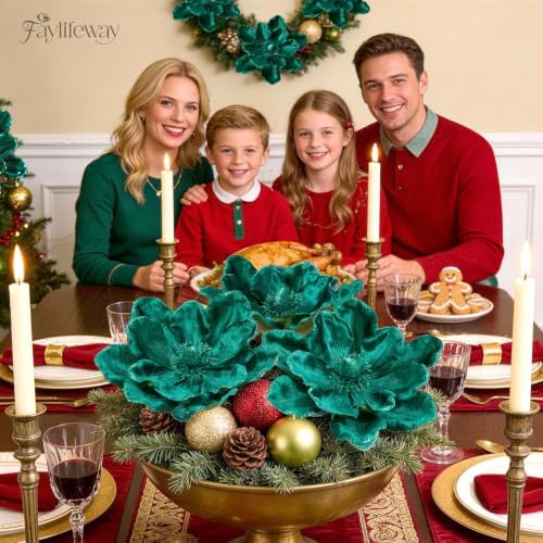 8PCS Large Christmas Magnolia Flowers for Christmas Tree Wreath - Image 5