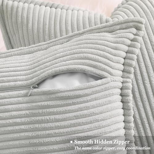 decorUhome Fall Corduroy Grey Throw Pillow Covers 26x26 Set of 2 - Image 3