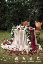 Ling's moment Burgundy Eucalyptus Flower Garland Wedding Arch 9 FT - Image 5