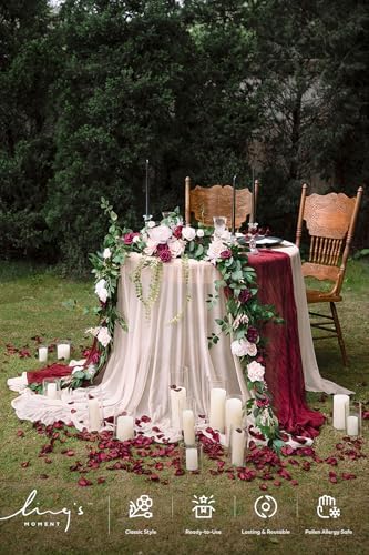 Ling's moment Burgundy Eucalyptus Flower Garland Wedding Arch 9 FT - Image 5