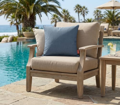 Outdoor/Indoor Sunbrella Throw Pillows Square Set of 2 Pieces 24 inch x 24 inch Spectrum Denim - Cover Only, Insert Not Included - Image 3