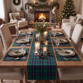 7 Pcs Christmas Tartan Plaid Table Runner and Placemat Set, Green by Unknown