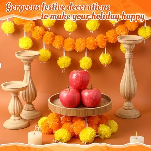 Riceshoot 3 Pcs Marigold Garland 4.6 ft for Day of The Dead Decor, Orange - Image 4