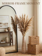 Hanobe Tall Wood Floor Vase for Pampas Grass, 22 in, Boho Beige - Image 2