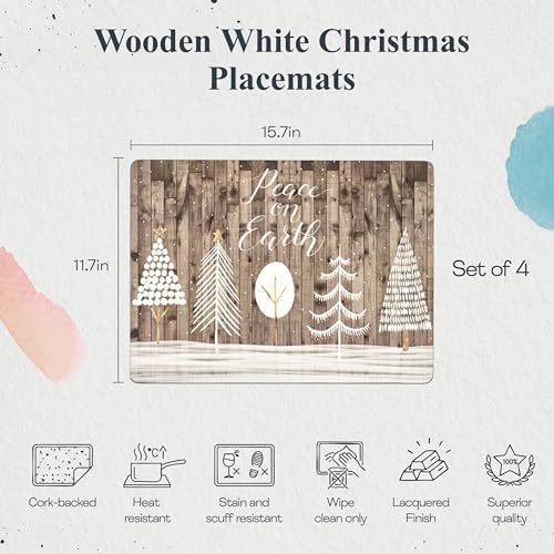 Pimpernel Wooden White Christmas Placemats - Set of 4 - Image 2