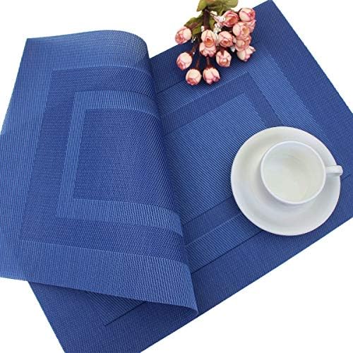 PIGCHCY Placemats Set of 12 Washable Durable Place Mats Vinyl Heat Resistant Non-Slip Table Mats Indoor Outdoor (Navy Blue) - Image 7