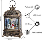 Christmas Snow Globes, Snowman Water Lantern, 8 Christmas Music, USB Powered & Battery, Holiday Decorations Gifts for Family Children or Friends - Image 2
