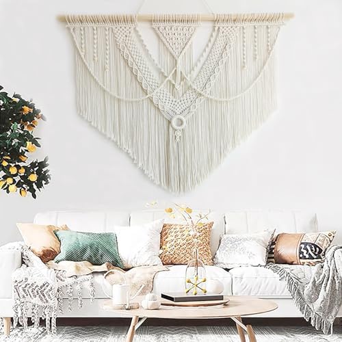 Achart Macrame Wall Hanging Large- Boho Wall Decor- large wall art- Wall Decor Living Room- Macrame Tapestry Boho Decor for Bedroom (Triangle) - Image 6