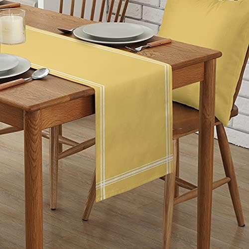 Smile Sunflower Yellow Table Runner, Burlap Table Runners 120 inches Long,Farmhouse Style Solid Color Table Runner for Wedding Holiday Party Dinner,Dresser Scarf Decor - Image 2