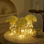 4 Sets Hydrangea Mason Jar Centerpiece with LED Lights for Wedding - Image 5