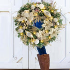 WANNA-CUL Pre-Lit 24 Inch Champagne Gold Christmas Wreath for Front Door - Image 2