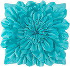 OiseauVoler Decorative 3D Flower Throw Pillow Covers 18 x 18 Inch Teal by OiseauVoler