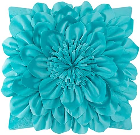 OiseauVoler Decorative 3D Flower Throw Pillow Covers 18 x 18 Inch Teal by OiseauVoler