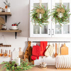 12 Pcs 9 Inch Christmas Wreaths for Kitchen Cabinet Artificial Cedar Pine Hanging Wreath with Red Berries Pine Needles for Front Door Xmas Swag Wreaths for Christmas Winter Farmhouse Home Decorations - Image 5