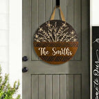 Personalized 14'' Welcome Sign for Front Door Decor,3D Custom Last Name Sign for Front Door,Modern Farmhouse Wood Round Wreath,Custom Name Housewarming,Wedding & Engagement Gifts for New Home - Image 2
