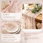 3 Pcs Floral Table Runner 10ft Embroidery Soft Flower Tulle - Image 4