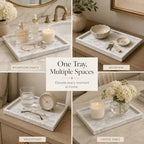Natural Marble Decorative Tray, 11.8"x7.87" Solid Stone Serving Tray with Raised Border, Versatile Rectangle Organizer for Entryway Key, Coffee Table, Nightstand, Jewelry & Home Accent (White) - Image 5