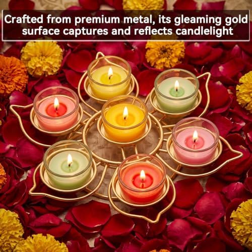 LemonRoad 4 Pcs Lotus Candle Holder, Return Gifts for Pooja, 7 Candlesticks - Image 4