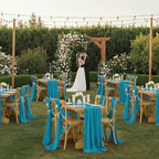 MDS Pack of 15 | Peacock Blue | 10ft Chiffon Table Runner 29x170 Inches Long Romantic Rustic Sheer Gauze Runner for Wedding Bridal Shower Birthday Banquets Engagement Spring Easter Boho Decorationss - Image 2