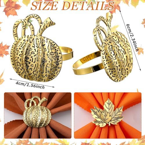 Willbond 32 Pcs Fall Thanksgiving Napkin Rings Napkins Set, Holiday Decor - Image 5
