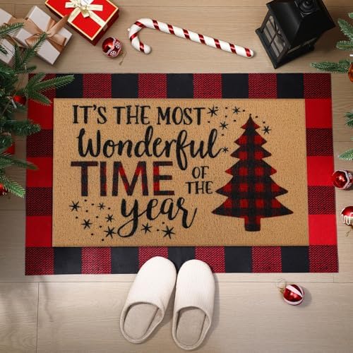 Tinideya 2 Pcs Christmas Tree Layered Doormat Set for Front Porch - Image 7