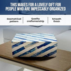 Perilla Home Home Decor Decorative Storage Wooden Box Small Lazio Organizer Tool Stash Card Craft Treasure Trinket Memory Keepsake Jewelry Box for Men and Women, Gifts For All, Blue and Off White - Image 3