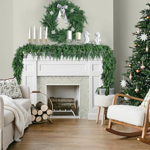 Rowfad 9Ft Cedar Pine Garland for Mantle Christmas Decorations, 2 Set - Image 5