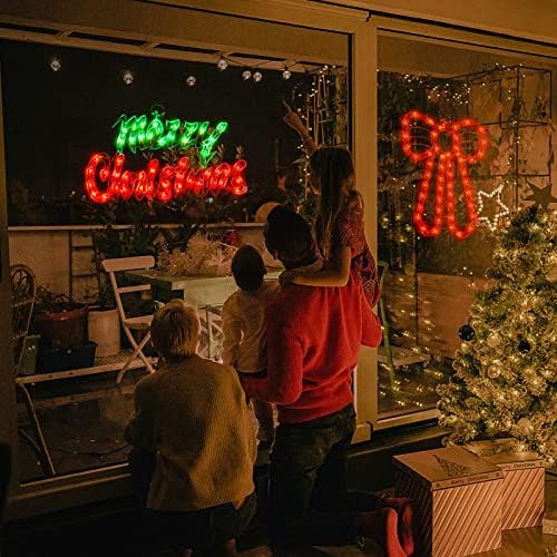 2 Pack Christmas Window Lights - Double Sided Merry Christmas Sign Lamp Decorations for Indoor Wall, Door & Glass - Image 4