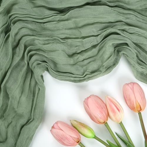 12 Pack Sage Green Cheesecloth Table Runner 10Ft 23 x 120 Inch - Image 4