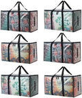 6-Pack Extra Large Clear Moving Bags with Zippers, 93L Heavy Duty Storage Totes with Wrap-Around Handles, Collapsible Clothes & Holiday Storage Bins Alternative (100lb Capacity) by Unknown