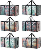 6-Pack Extra Large Clear Moving Bags with Zippers, 93L Heavy Duty Storage Totes with Wrap-Around Handles, Collapsible Clothes & Holiday Storage Bins Alternative (100lb Capacity) by Unknown