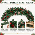 Xmas Headboard Pine Cones Garland Decorations, 5.9ft - Image 3