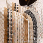 Boho Chenille Tufted Throw Pillow Covers 18x18 Inch Set of 2 Farmhouse Brown Woven Striped Decorative Pillowcases for Couch Sofa Bed - Image 5