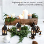 Mini Moroccan Lanterns with Flicker LED Candles Set of 12, Black Vintage Decorative Hanging Lanterns for Ramadan Decorations, Christmas, Halloween, Wedding Decor, Party, Table Centerpiece - Image 5
