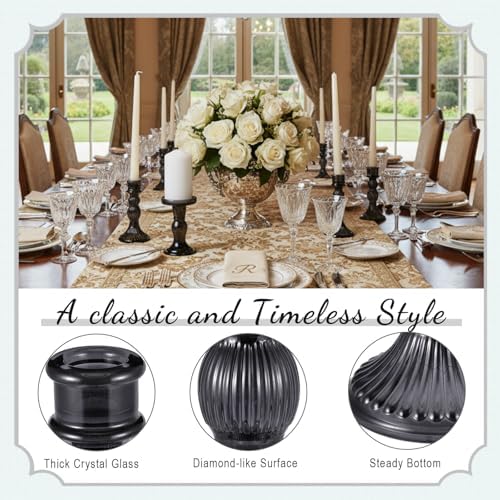 Mumufy 20 Pcs Glass Taper Candle Holders Assorted, Black - Image 5