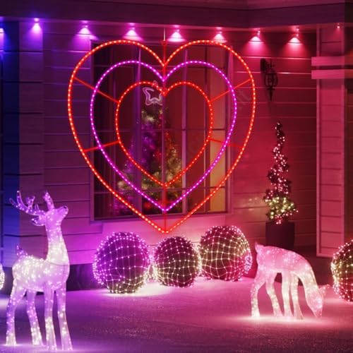 LAMPHOME Valentine Lights Outdoor 46.5 Inch 318LED Waterproof Red AMD Pink Heart Light Valentine‘s Day Decorations for Outdoor Garden Yard Valentine‘s Day Interior Decoration - Image 5