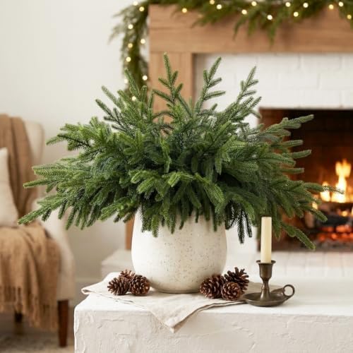 48Pcs Lifelike Touch Artificial Norfolk Pine Branches for Vase DIY Decor - Image 3