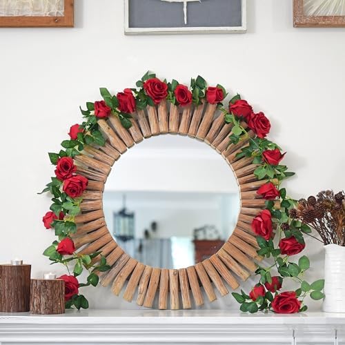 FiveSeasonStuff 29 Ft 4 Pack Rose Silk Flower Garland Artificial Flowers Decoration Hanging Floral Décor for Wedding Baby Shower Birthday Party Garden (Venetian Red) - Image 2