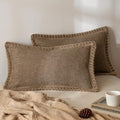 MIULEE Set of 2 Lumbar Linen Burlap Throw Pillow Covers 12x20 Coffee by MIULEE