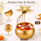 LemonRoad Diwali Urli Bowl with Lotus Tealight Candle Holder 10 Inch - Image 2