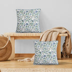 Ridhi Block Print Columbia Blue Cotton Pillow Cover 20" x 20" Set of 2 - Image 4