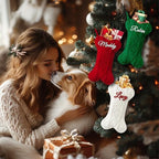 Personalized Dog Christmas Stockings 5 Pack, Custom Name Knitted Christmas Stockings, 16.9” Large Xmas Stocking for Dogs Cats Pets, Bone Shape Fireplace Hanging Holiday Xmas Party Decoration - Image 6
