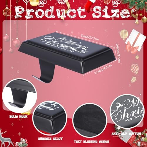 Yaocom 4 Pcs Christmas Stocking Holders Metal Fireplace Hooks,Black - Image 2