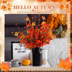 12 Pcs Artificial Fall Flowers 17" Pumpkin Picks with Berry Stems - Image 6