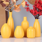 Yellow Ceramic Bud Vases Set of 6, Mini Vases for Farmhouse Mantel, Shelf & Fireplace, Home Accents for Living Room, Entryway, Bathroom, Kitchen, Office, Bulk Table Decor - Image 4