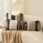Dark Brown Boho Decorative Lumbar Pillow Cover 14x36 - Image 4